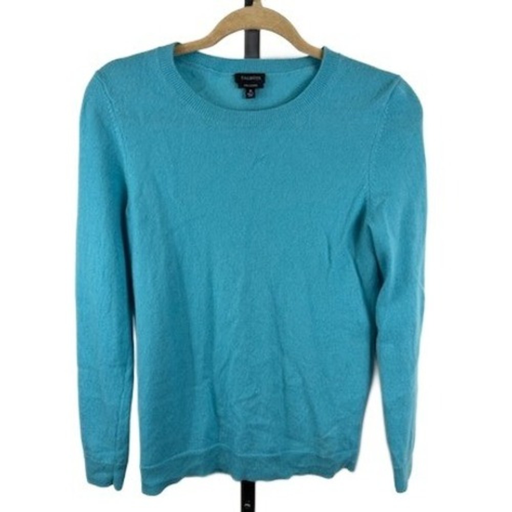 Talbots Sweater Women's Size Medium Blue Pure 100% Cashmere Crewneck Soft